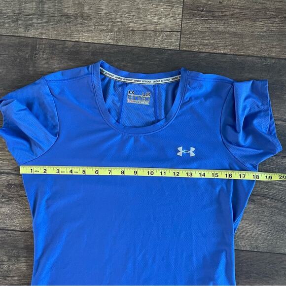 Under Armour Women’s Size Large Scoop Neck Tee Heat Gear Blue - Picture 5 of 5